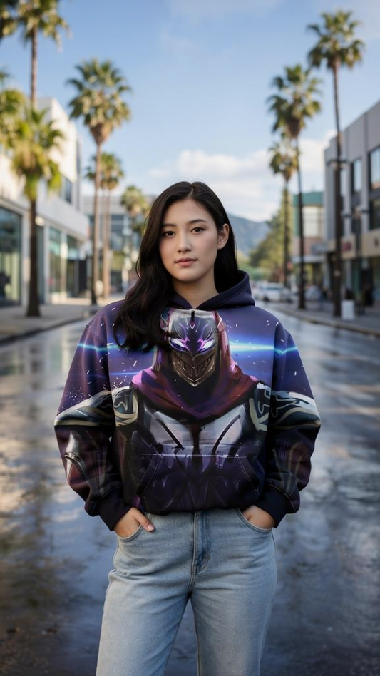 Exclusive League of Legends Zed Hoodie for Gamers - Studio Model 2 - Studio Mode